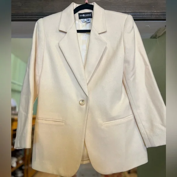 Vintage Sag Harbor Cream Wool Blazer, 4/Small - Picture 2 of 7